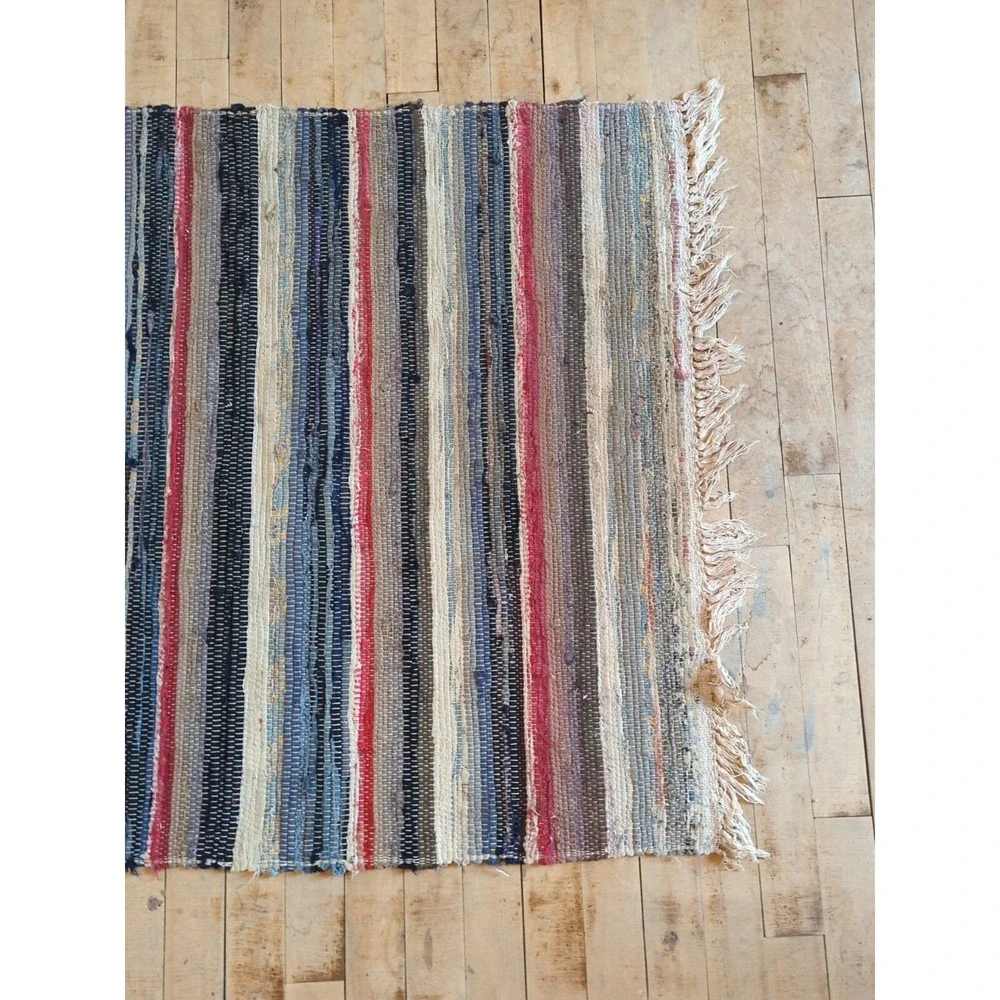 Antique Imported‎ Swedish Hand Made Rag Rug Runner (31.5
